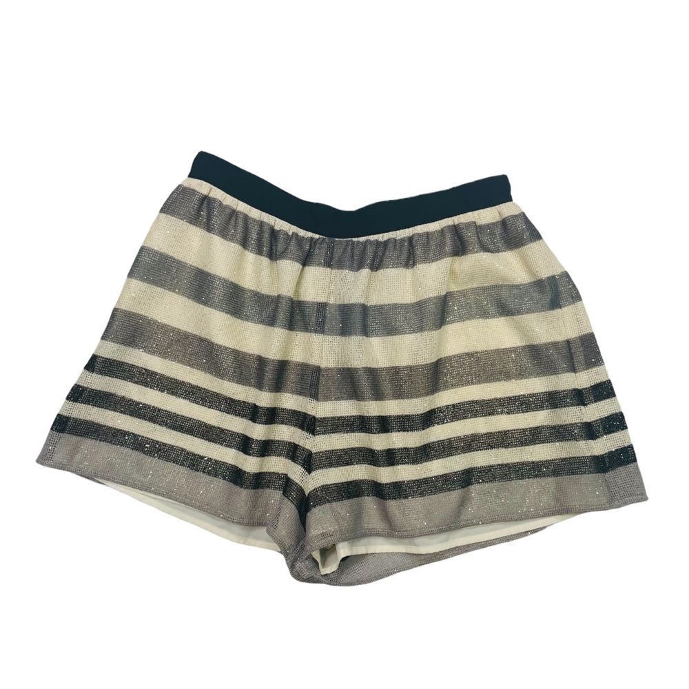 BCBGeneration Gray/Black/Cream Metallic High Rise Dress Shorts - Size 8